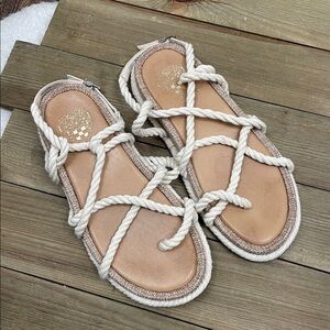 Vince Camuto Women's Krubie Rope Sandals Warm Vanilla Beige